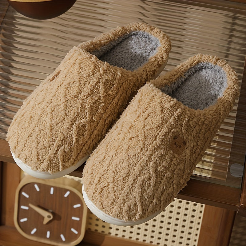 Couples Cozy Bear Fleece Slippers Soft Plush IndoorOutdoor Comfort - IRON GODDESS