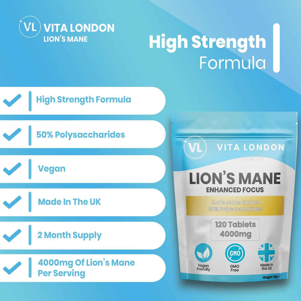 5pk Supplement Bundle - Turmeric, Ginger, Black Pepper - Magnesium Glycinate - Ashwagandha KSM-66 - Lions Mane Mushroom - Vitamin C & Zinc Tablets / Capsules (Not Gummies Or Powder) - Vegan - Gluten Free - Adult - UK - Vita London - Supplements - Vitamins