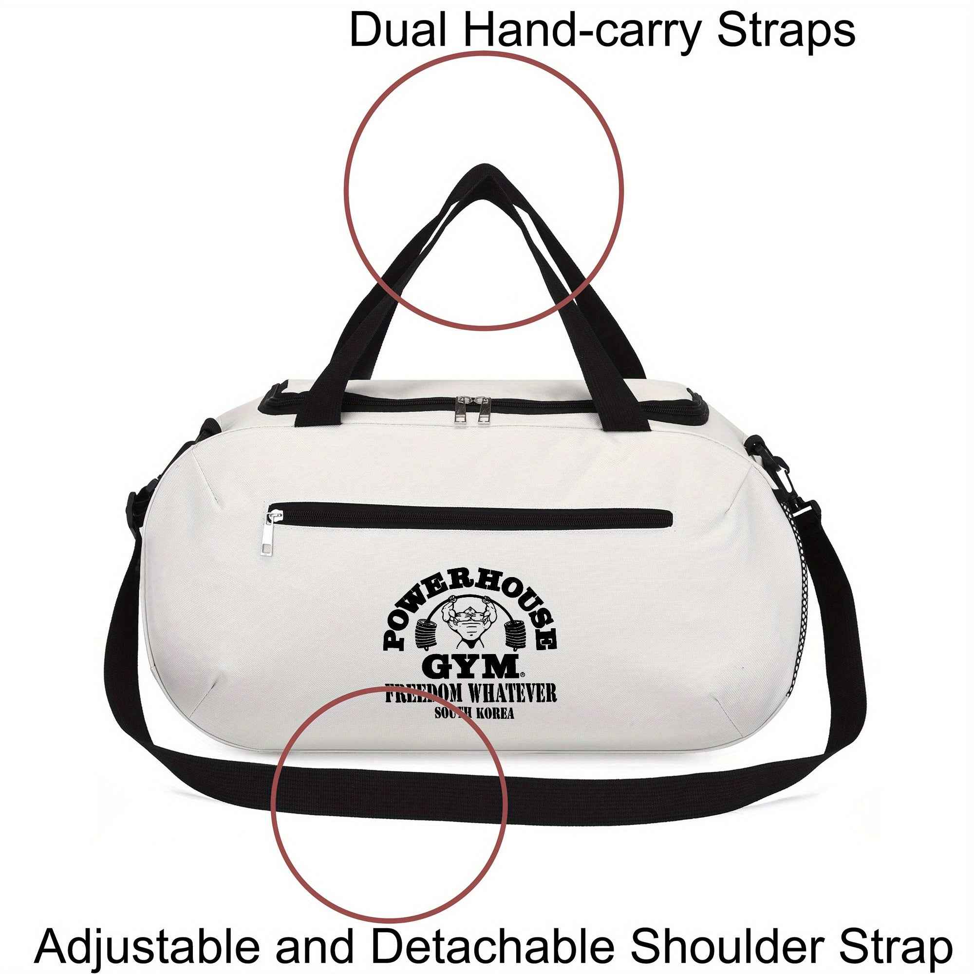 Power House Gym Duffel Bag - Large Capacity, Lightweight, Machine Washable Oxford Fabric, Adjustable Top Handle, Reinforced Handles, Ideal for Fitness Training & Yoga, Gym Gear Bag | Minimalist Style | Adjustable Strap Bag