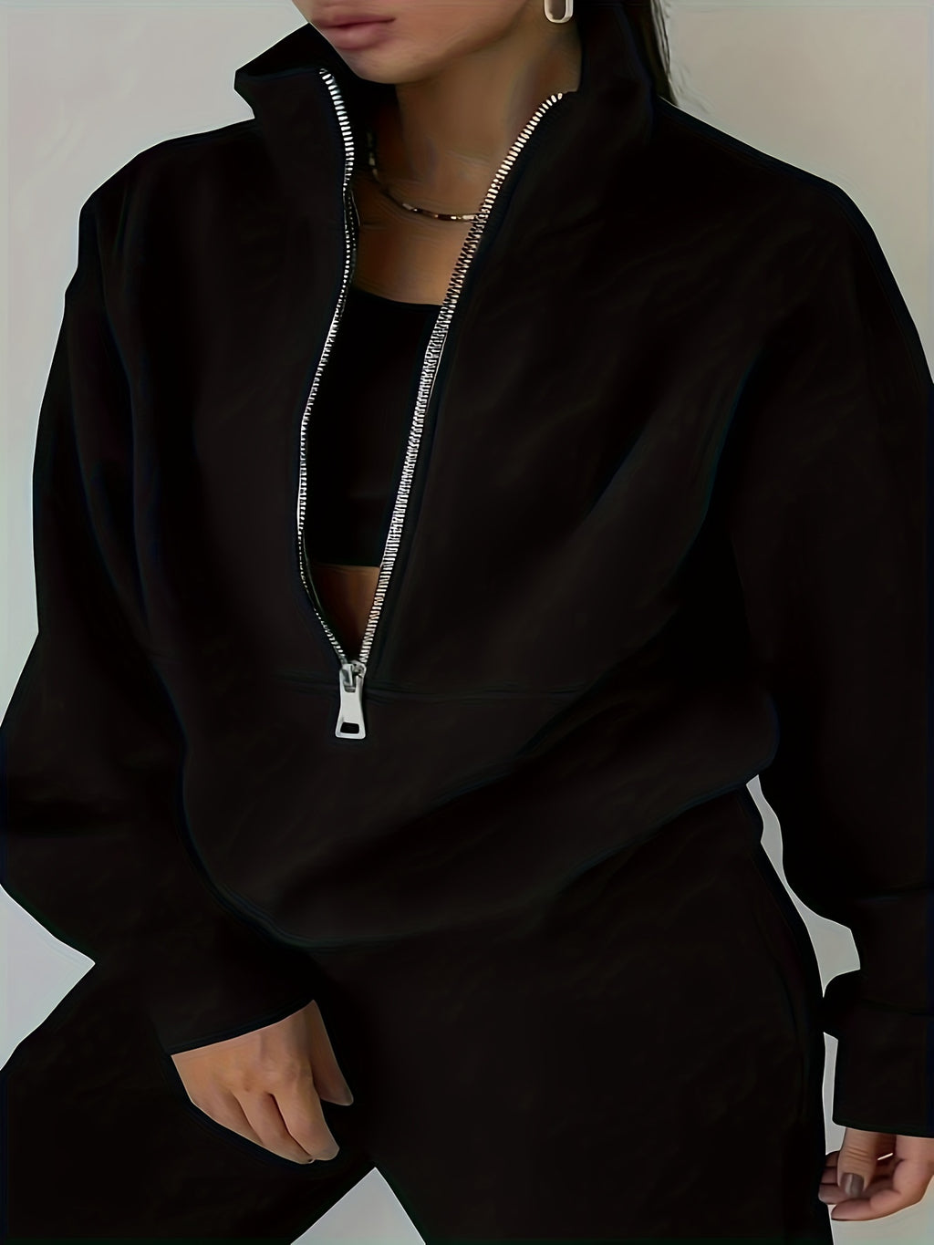 Womens Long Sleeve Zip Sweatshirt  Pants Set - IRON GODDESS