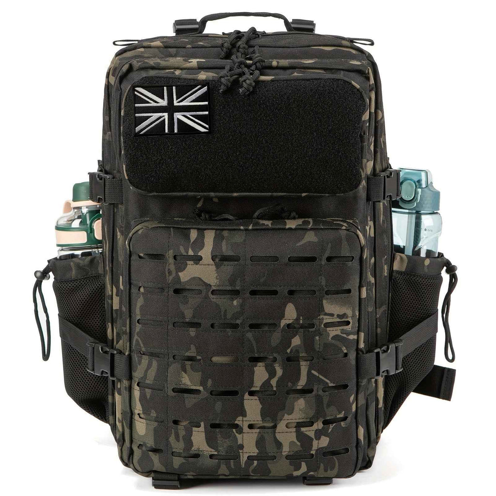 45L Large 3 Day Bug Out Bag Gym Rucksack With Bottle Holder Medical Rucksack Go Bag Black Hiking Tactical Backpack Outdoor Backpacks For Men Crossfit CCW Laser Cut Molle Daypack