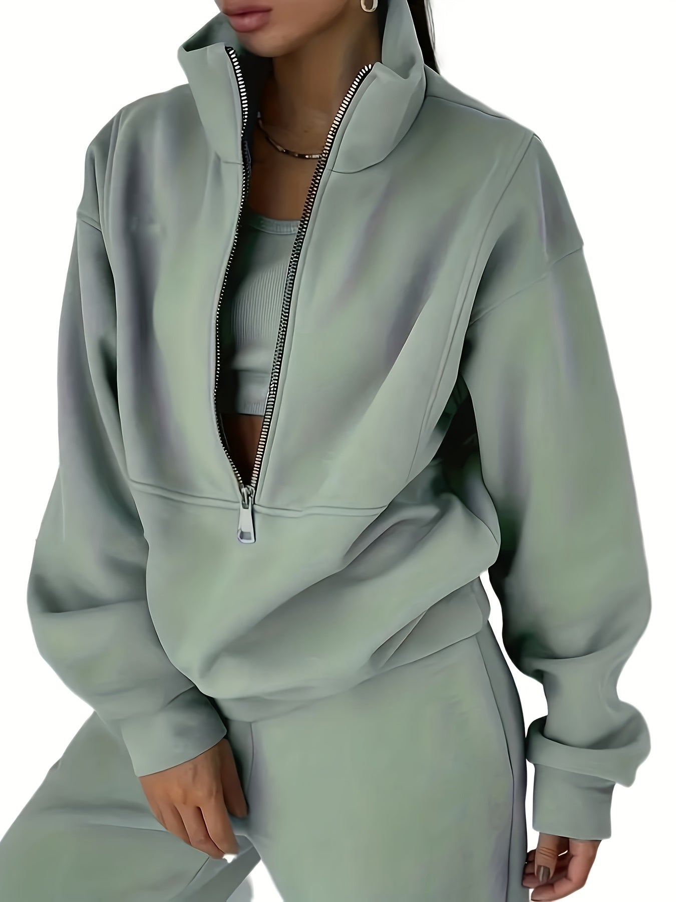 Womens Long Sleeve Zip Sweatshirt  Pants Set - IRON GODDESS