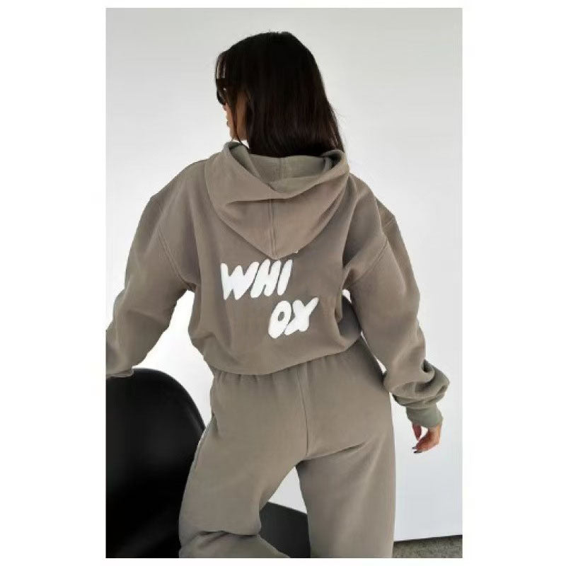2025 New Style Letter Logo Insulated Sweatshirt and Pants for Ladies' Casual s Head Cover with Hood, Cold Weather Clothing, Casual Wear, Hooded Sweatshirt, Trendy Casual, Comfortable Fabric, Durable Stitching, Ladies' Sweatsuit, Unisex Hoodie, Winter Ward - IRON GODDESS