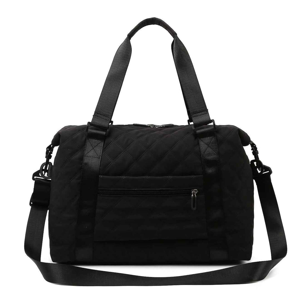 [Large Capacity Travel Duffle] Durable Polyester Unisex Large Capacity Travel Duffle Bag | Lightweight Sporty Gym & Business Duffle with Dry/Wet Compartments, Convertible Handheld/Crossbody Design, White/Black