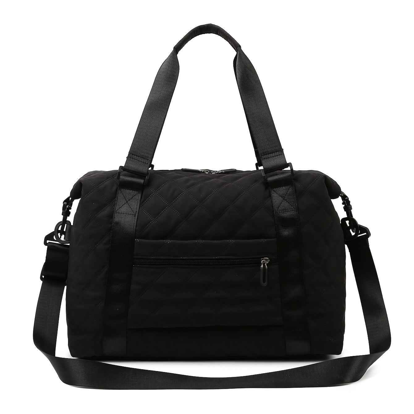 [Large Capacity Travel Duffle] Durable Polyester Unisex Large Capacity Travel Duffle Bag | Lightweight Sporty Gym & Business Duffle with Dry/Wet Compartments, Convertible Handheld/Crossbody Design, White/Black