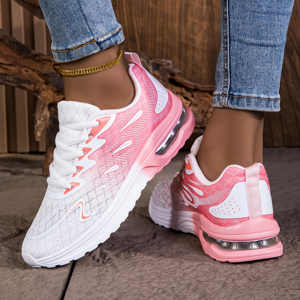 Lightweight Cushioned NonSlip PinkWhite Running Sneakers - IRON GODDESS