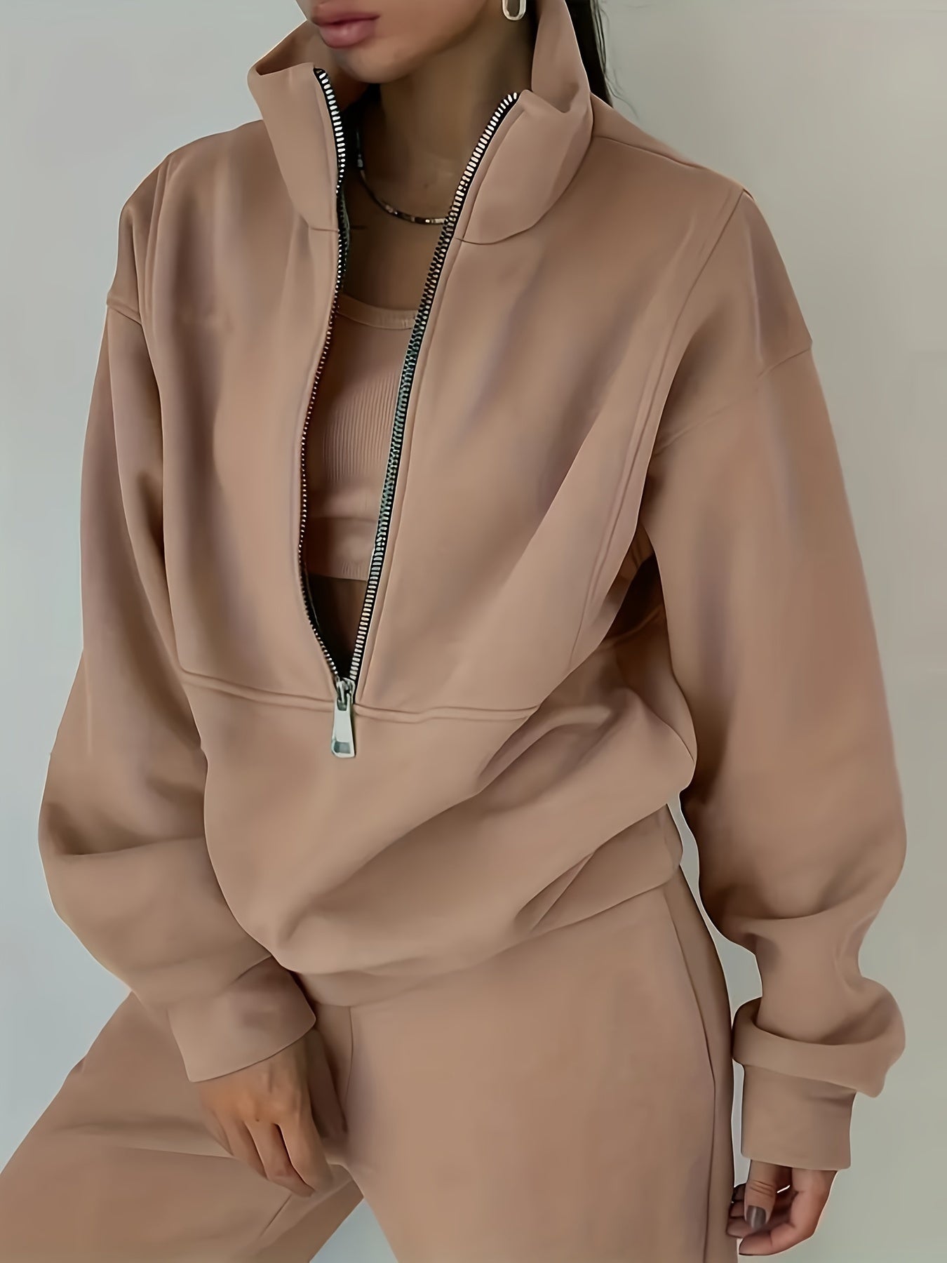 Womens Long Sleeve Zip Sweatshirt  Pants Set - IRON GODDESS