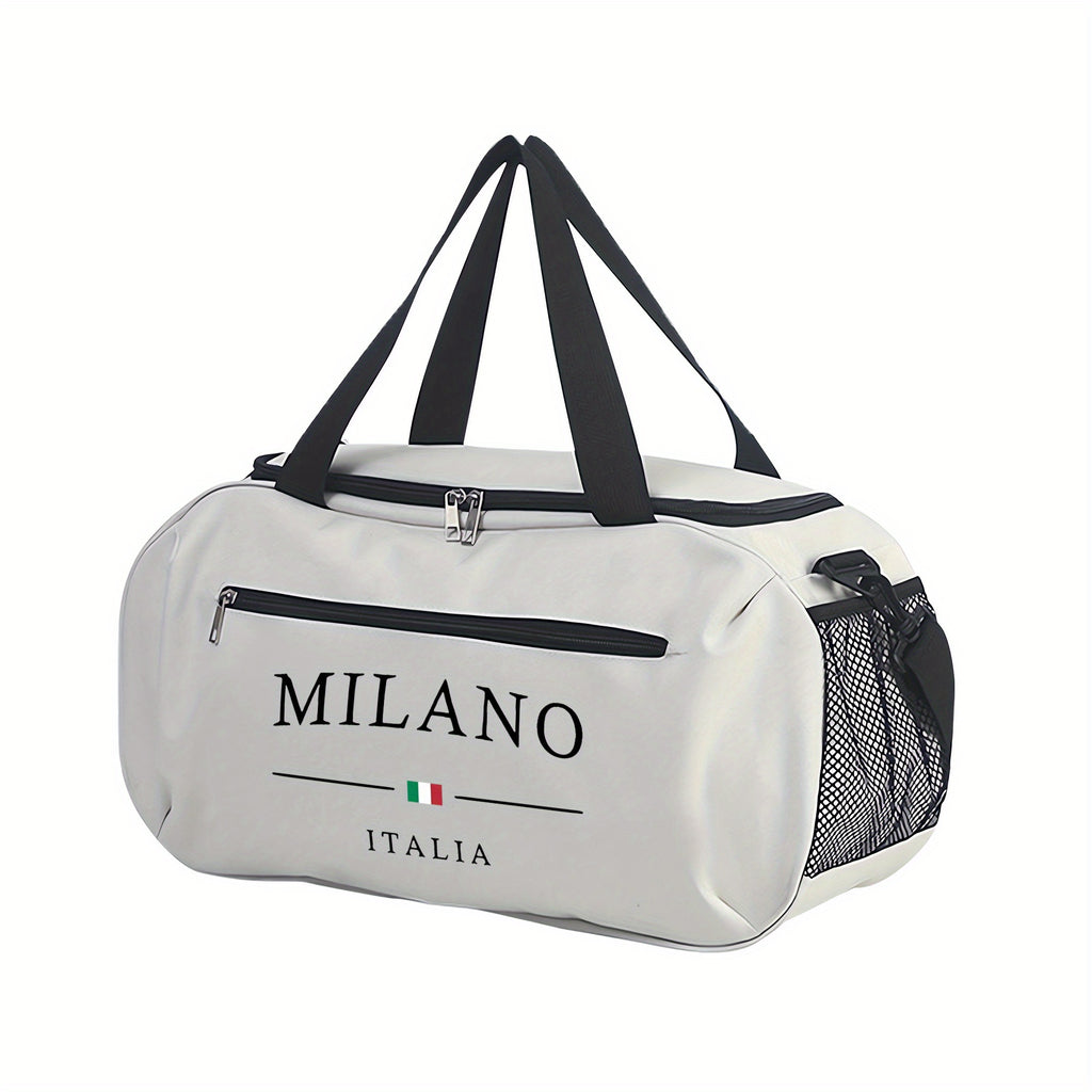 Duffel Bag with MILANO Pattern Essential Handbag for The Gym Reinforced Double Handles Lightweight Oxford Fabric Suitable for Yoga and Fitness Machine Washable Travel Bag for Teenager