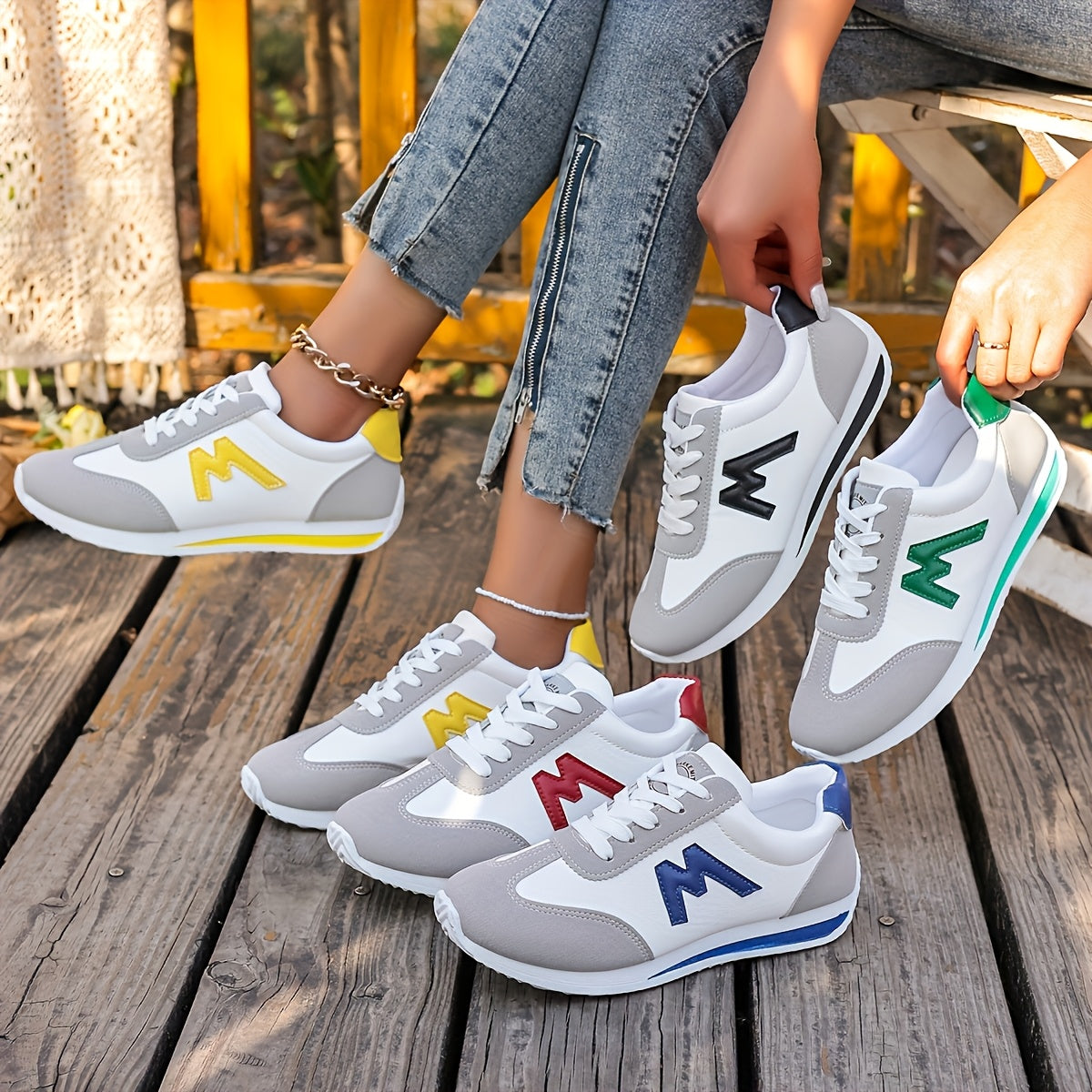 Chic MultiAccent Lightweight Casual Sneakers