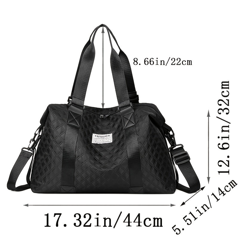 Versatile Travel Tote Bag HeavyDuty Nylon Versatile Unisex Travel Tote Bag  Detachable Strap MultiColor Options Black White Blue Purple Beige Navy  Zipper Closure  GoldenTone Hardware  Business Gym Weekend Trips  Mens  Womens Durabl