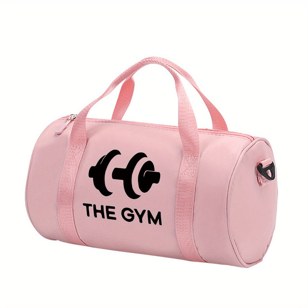 1pc THE GYM Dumbbel Print Messenger Bag  Pink  Black Gym Bag with Zipper Closure Double Handles Lightweight  Durable for Yoga Dance Travel Daily Commute  Perfect Gift for Fitness Enthusiasts Gym Bag Yoga Accessory Sporty Design Sturdy Const