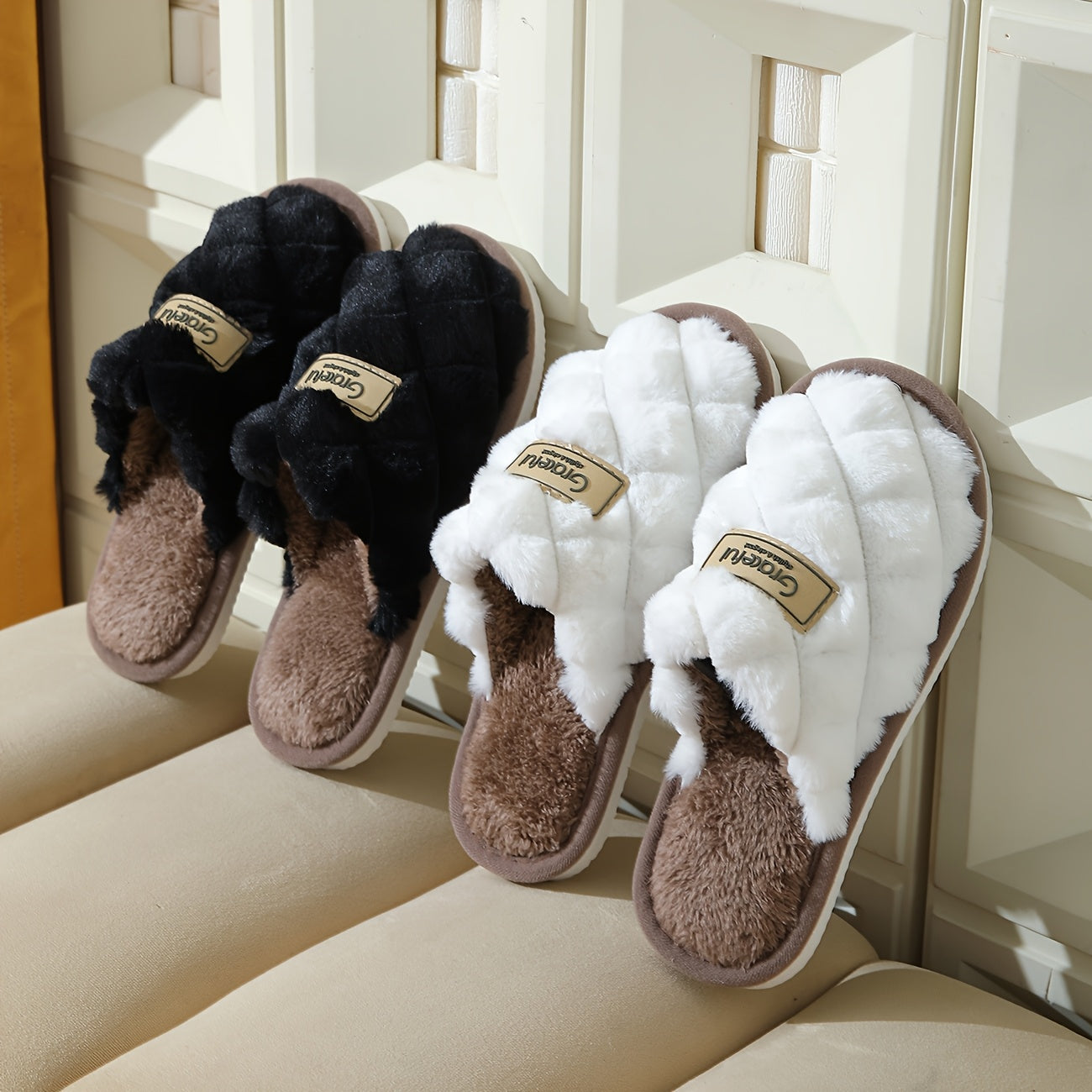 QEEDUOOF Cozy Plush HalfSlippers Winter Comfort for All