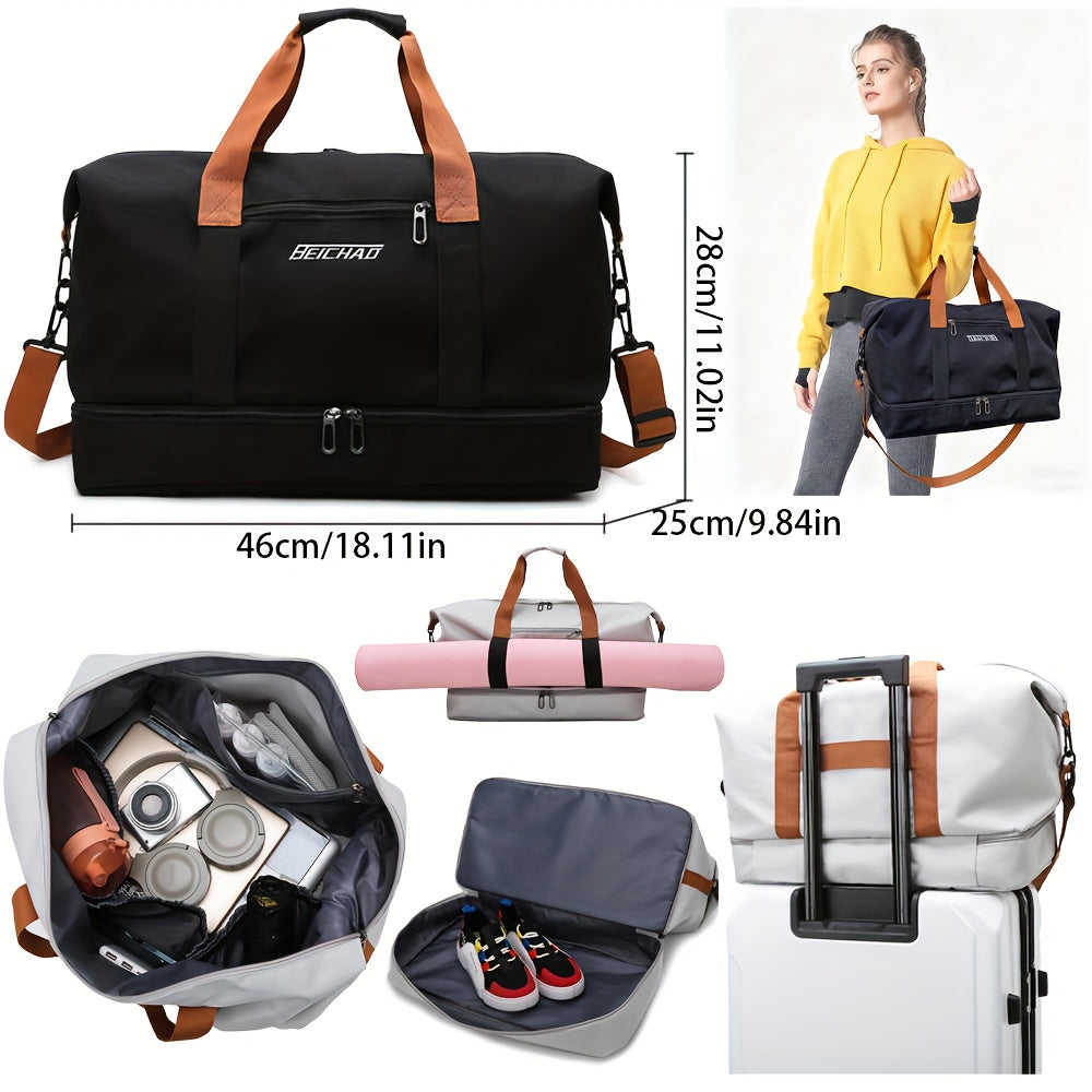 Hongyan Large Capacity Fitness Gym Bag with DryWet Separation Compartments Durable Oxford Fabric Workout Travel Bag Adjustable Shoulder Straps  Multiple Pockets 181 Height 98 Width 7 Colors Military GreenKhakiGrayPurpleRedBlueBlack Wor